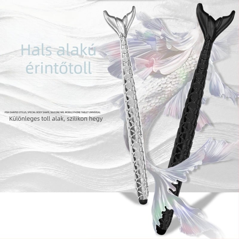 Hal alakú érintőképernyős stylus diákoknak és irodai íráshoz, ütés- és kopásálló, kompatibil Apple- és Huawei-készülékekkel.