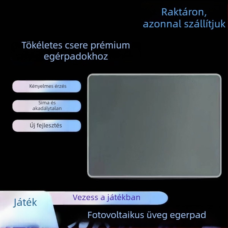 Tempered üveg egérpad játékhoz, kis méretű, egyoldalas, sima antistatikus felület, Full HD