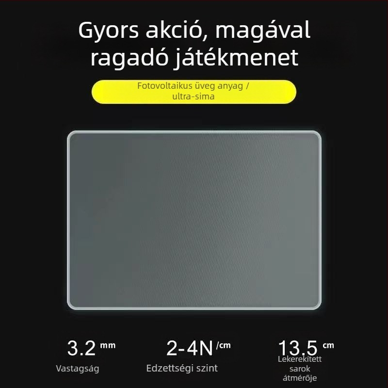 Tempered üveg egérpad játékhoz, kis méretű, egyoldalas, sima antistatikus felület, Full HD