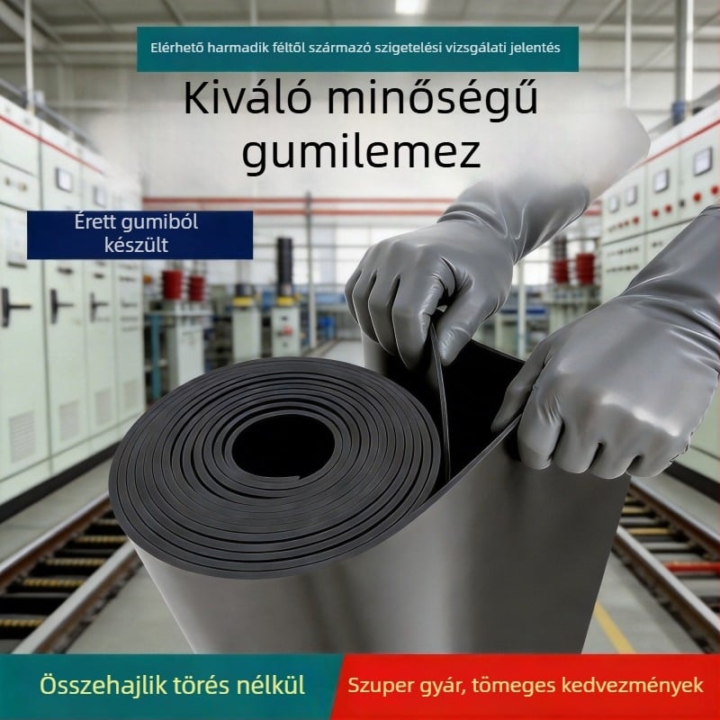 Szilikon-gumi lemez, változó vastagságú és színek, fekete szigetelő padlólemez ipari mérnöki és elektromos elosztó helyiségekhez