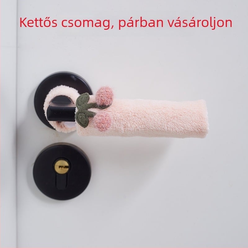 Téli ajtókilincs védőfedő korallbársonyból, ütésálló és antistatikus