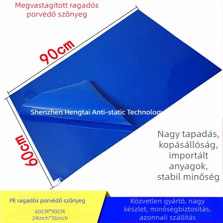 Antisztatikus PE porvédő padlómatrac, 24 × 36 hüvelyk, ragadós porvédő párna tiszta helyiségekhez