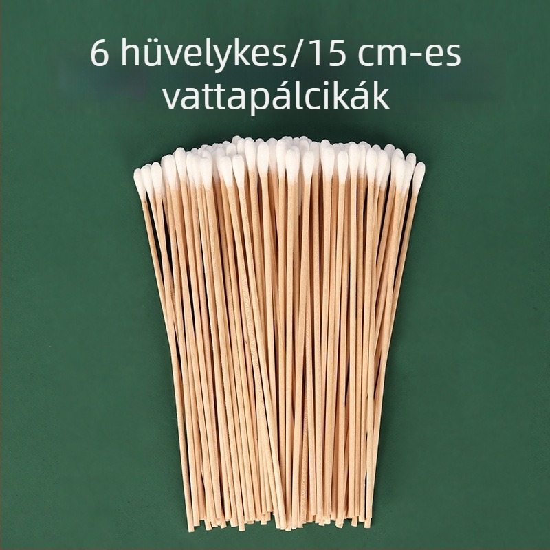 6 hüvelykes/15 cm-es fa pálca ipari vattapálcika pormentes optikai lencsék tisztításához, antisztatikus