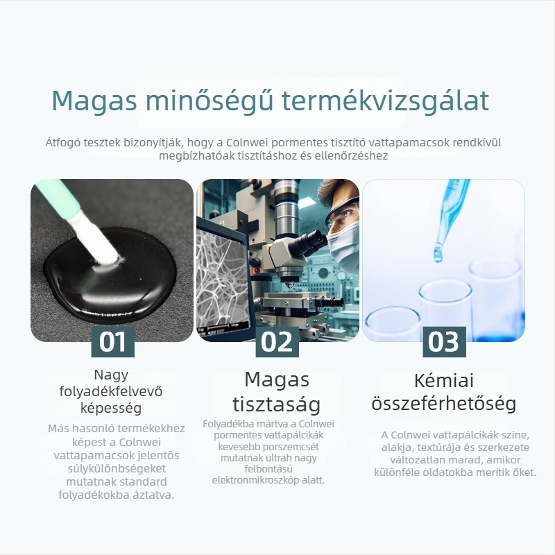 Szálmentes antisztatikus pamuttampont textil- és szivacsfejjel mikroelektronikai védelemhez és precíz tisztításhoz