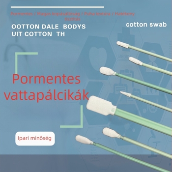 Pormentes pamutszálas törlőpálca szivacsfejjel – tisztítóeszköz precíziós eszközökhöz, nyomtatókhoz és chipekhez