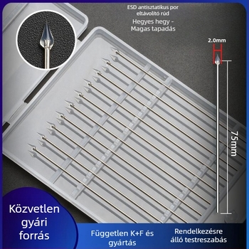 Magas viszkozitású poreltávolító pálca hegyes végű, rozsdamentes acél nyéllel, antisztatikus, nyom nélkül; alkalmas elektronikai eszközökhöz, chip modulokhoz, lencsékhez és kamerákhoz.