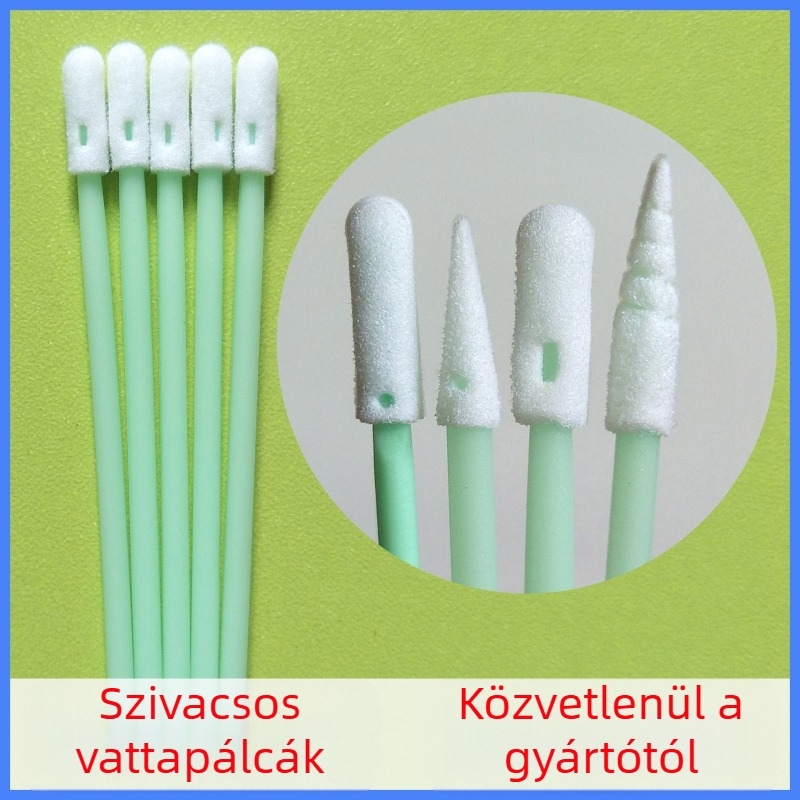 Kis kerek fejű szivacstampon pormentes tisztításhoz, anti-statikus fogyóeszköz, zöld rúd, ipari vattapálcák