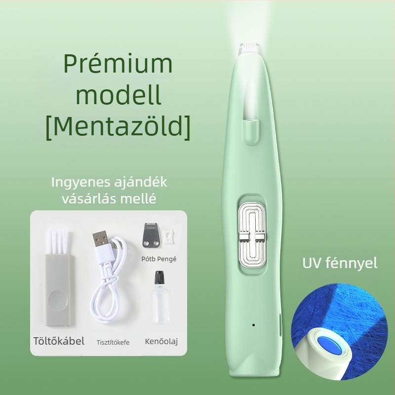 Újratölthető elektromos hajvágó kutyáknak és macskáknak UV-fénnyel a tappancsok szőrzetének vágásához
