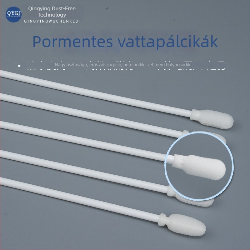 Pormentes tisztító pamutpálcika lencsékhez, antisztatikus, steril, elektronikai ipar számára
