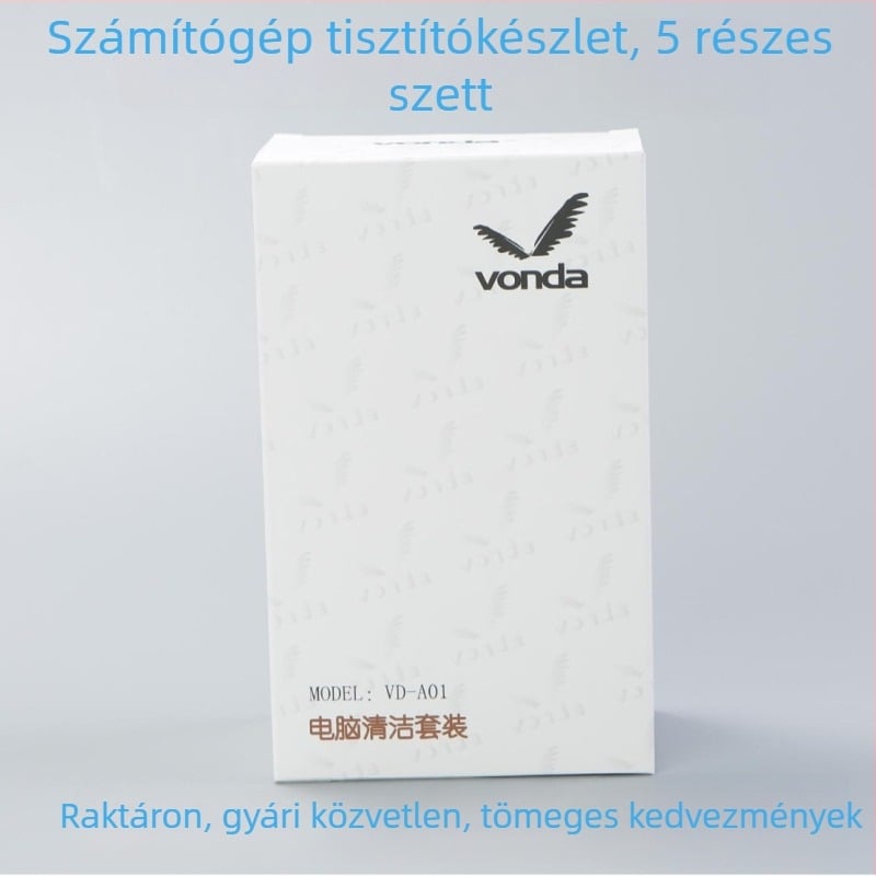 VD-A01 antistatikus tisztító készlet laptopokhoz és számítógépekhez, 5 részes készlet, zsíros nyomokat és ujjlenyomatokat eltávolít a billentyűzetről és a billentyűk közötti résekből, kijelzők és lencsék tisztítására