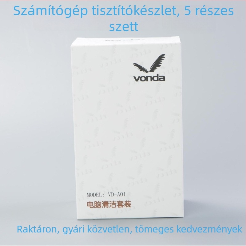 VD-A01 antistatikus tisztító készlet laptopokhoz és számítógépekhez, 5 részes készlet, zsíros nyomokat és ujjlenyomatokat eltávolít a billentyűzetről és a billentyűk közötti résekből, kijelzők és lencsék tisztítására