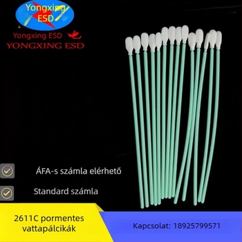 Textil fejű pormentes vattapálcikák szivacs fejjel, egyszer használatos, lapos vagy kerek fej