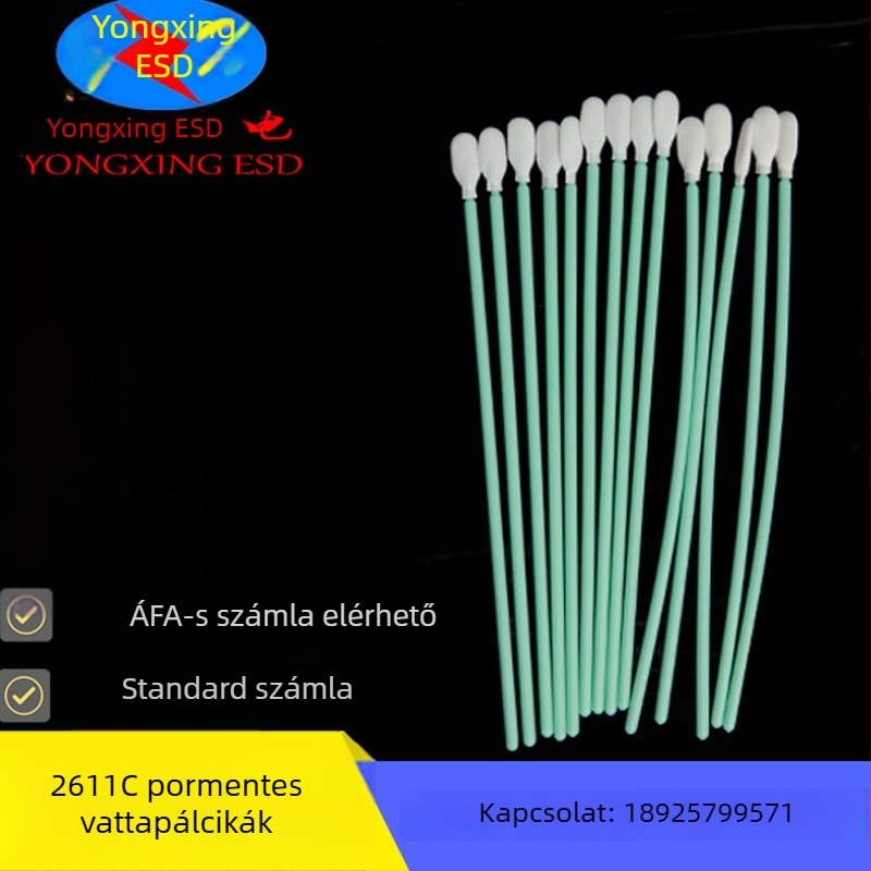 Textil fejű pormentes vattapálcikák szivacs fejjel, egyszer használatos, lapos vagy kerek fej