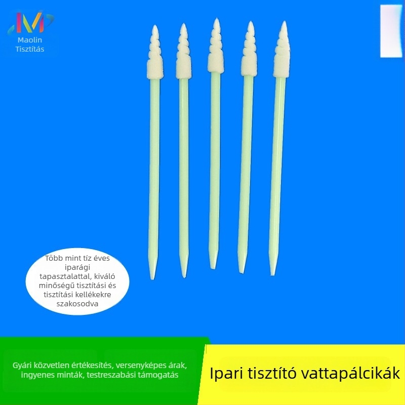 ML-751 pormentes tisztító pálcika, hegyes és menetes fej, PP rúd és szivacs fej; tisztítási eszköz, tiszta helyiségek, laboratórium és elektronika