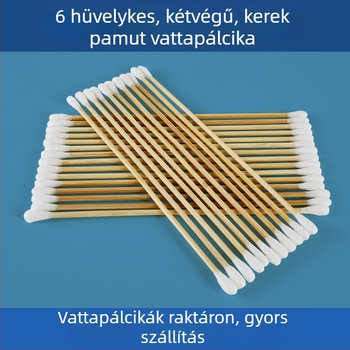 6 hüvelykes dupla végű kör fejű pamut pálcikák ipari használatra, pormentes bambusz, antistatikus az optikai alkalmazásokhoz, 200 darab