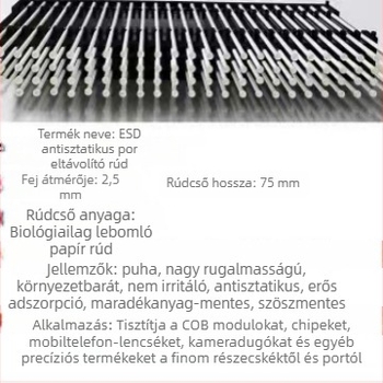 ESD ragasztó tisztító pálca papír és rozsdamentes acél rúddal, lencsék tisztítására, elektrosztatikus por vonzás, porszegmentes gél