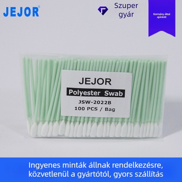 Pormentes tisztító pálcikák textil fejjel, zöld nyéllel, elektronikai tisztításhoz