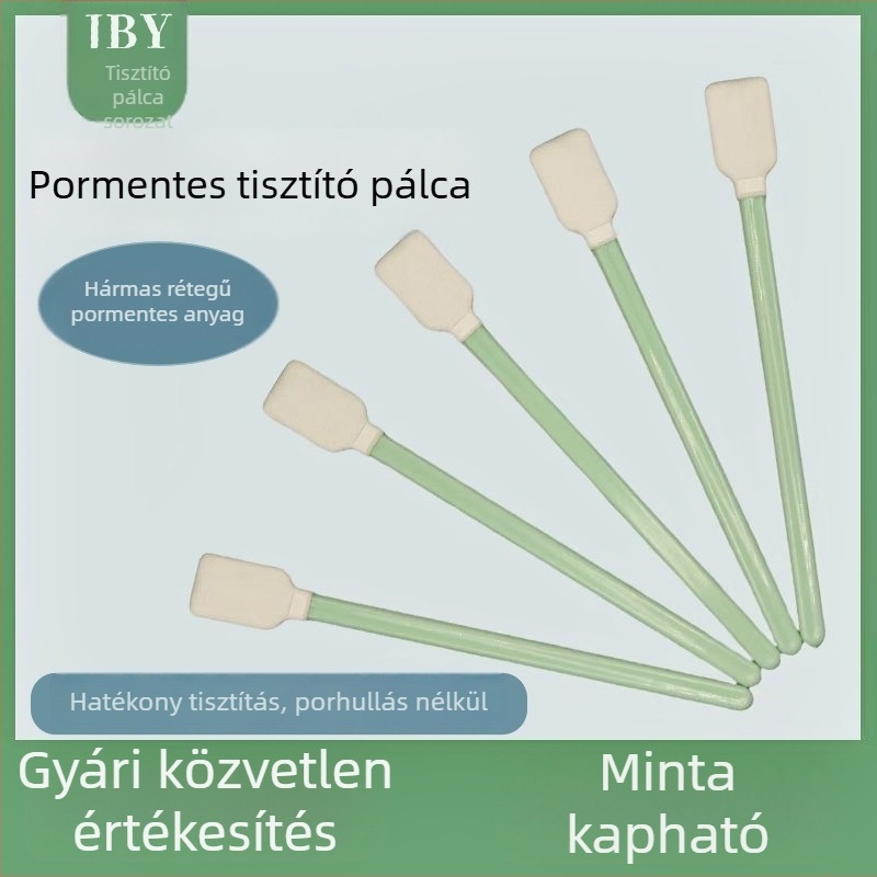 Ipari pormentes pamut tisztító pálcák mikroszálas fejjel és habfejjel, antistatikus, háromrétegű
