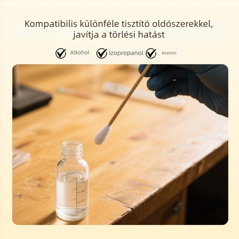 Fából készült pálca pamutcsúccsal, egyszer használatos, kompatibilis alkohollal törlőkkel elektronikai alkatrészek tisztításához