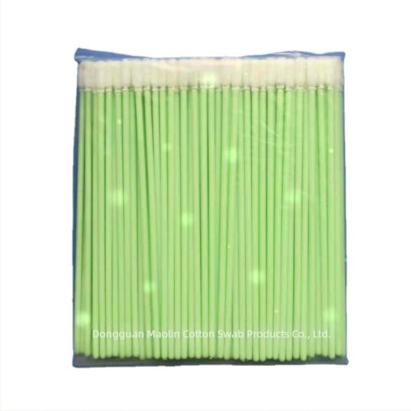 ML-740 Szöszmentes tisztító vattapálca zöld hosszú nyéllel, 100 db/csomag, szivacsos hegy, PP szivacs