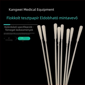 Egyszer használatos flockált torok- és orrnyálkahártya mintavételi pálcika, egyfejű