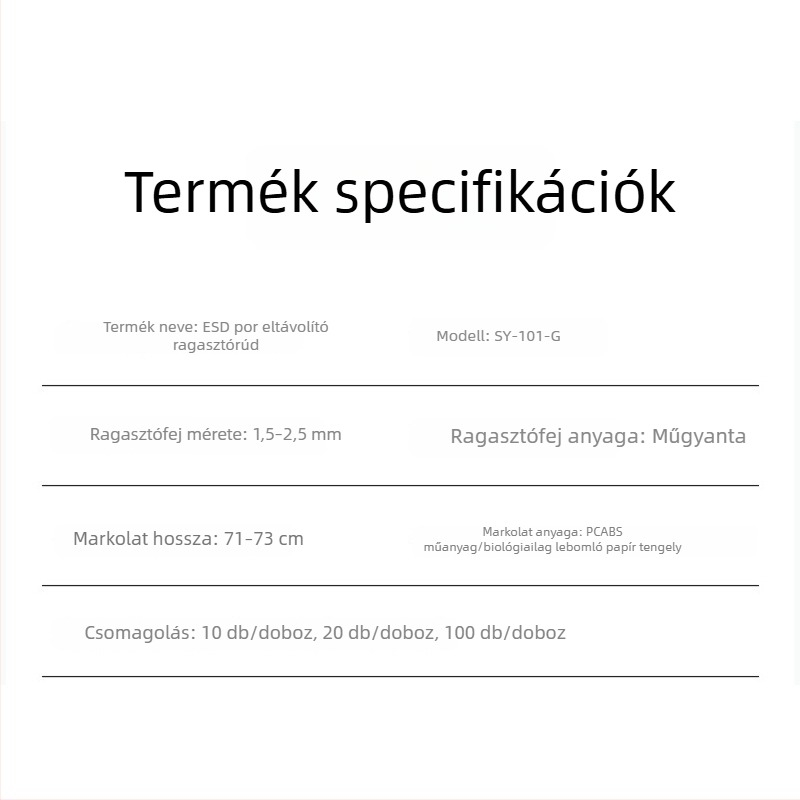 Pormentes lencse-tisztító rúd, ABS műanyag rúd, chipport eltávolítás, szilikonmentes, ESD ragadós porrúdd