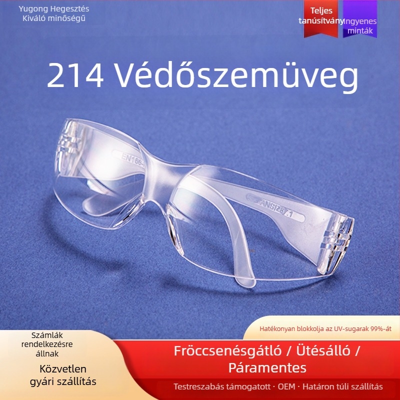 Hegesztési védőszemüveg, ütésálló, ipari csiszoláshoz, átlátszó