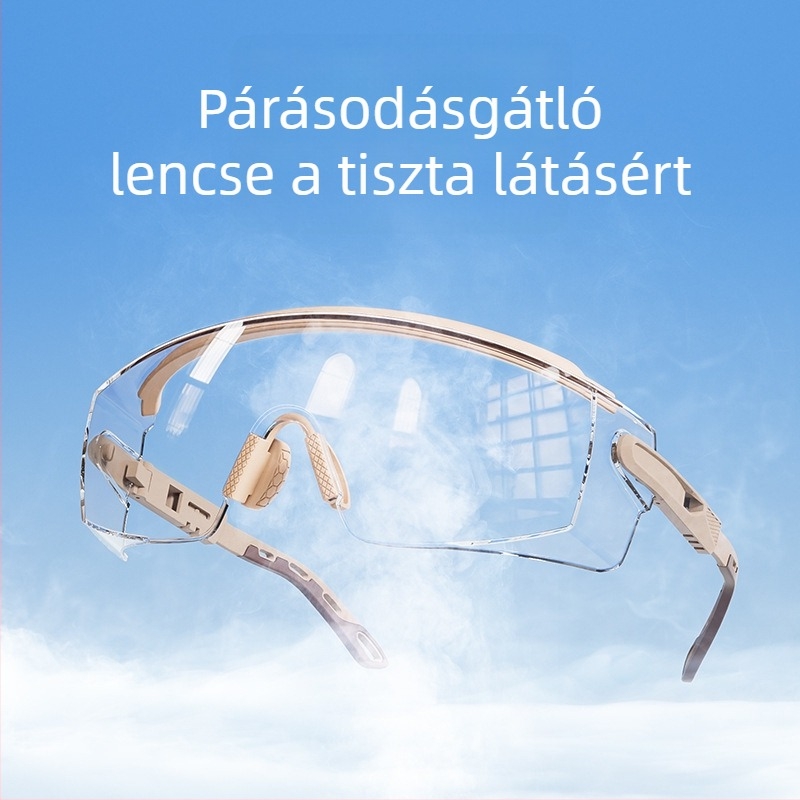 Ipari védőszemüveg átlátszó arcvédővel, fröcskölés elleni védelem és járványvédelmi funkcióval, páramentes laboratóriumi szemüveg