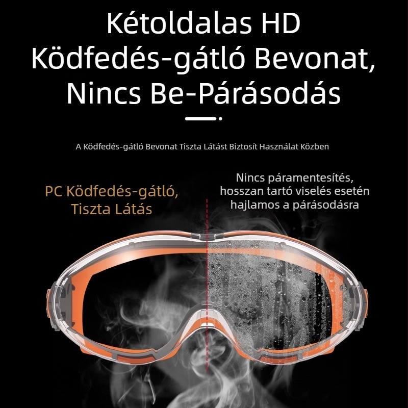 Motorkerékpáros védőszemüveg puha kerettel, por- és ütésálló, páramentes, átlátszó, szélvédett, nagy felbontású