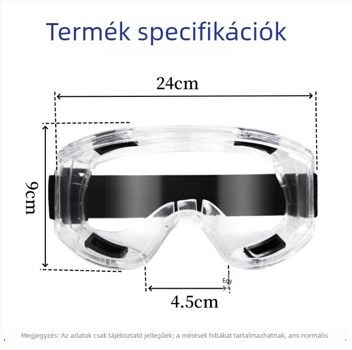 Kerékpáros védő szemüveg, szélvédett, porálló és fröccsenés elleni, páramentes, átlátszó