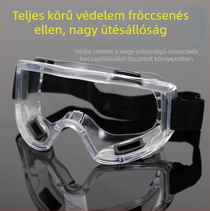 Kerékpáros védő szemüveg, szélvédett, porálló és fröccsenés elleni, páramentes, átlátszó