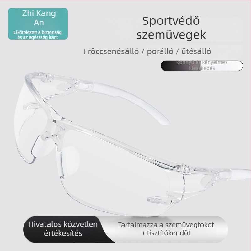 Ipari védőszemüveg fröccsenés elleni védelemre, anti-fog lencsékkel és átlátszó arcvédővel járványmegelőzésre