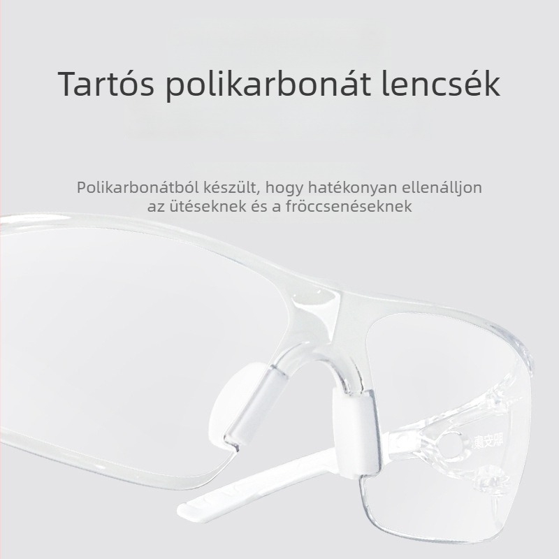Ipari védőszemüveg fröccsenés elleni védelemre, anti-fog lencsékkel és átlátszó arcvédővel járványmegelőzésre