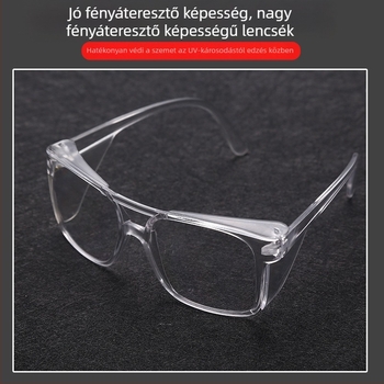 PC védőszemüveg, anti-fröccsenés, páramentes, ütésálló, szélálló, átlátszó lencsék