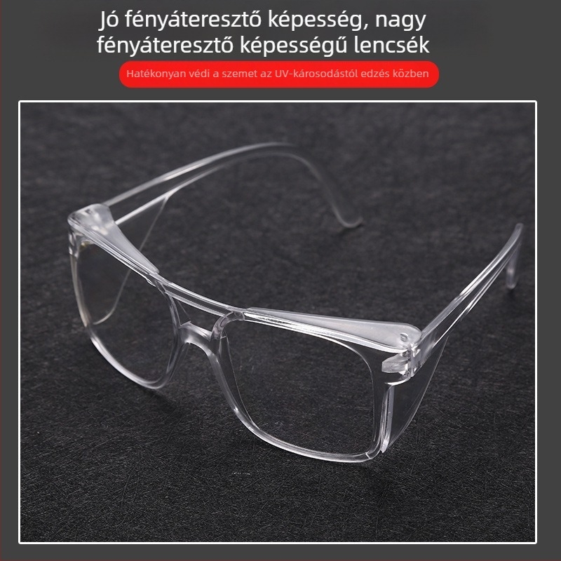 PC védőszemüveg, anti-fröccsenés, páramentes, ütésálló, szélálló, átlátszó lencsék