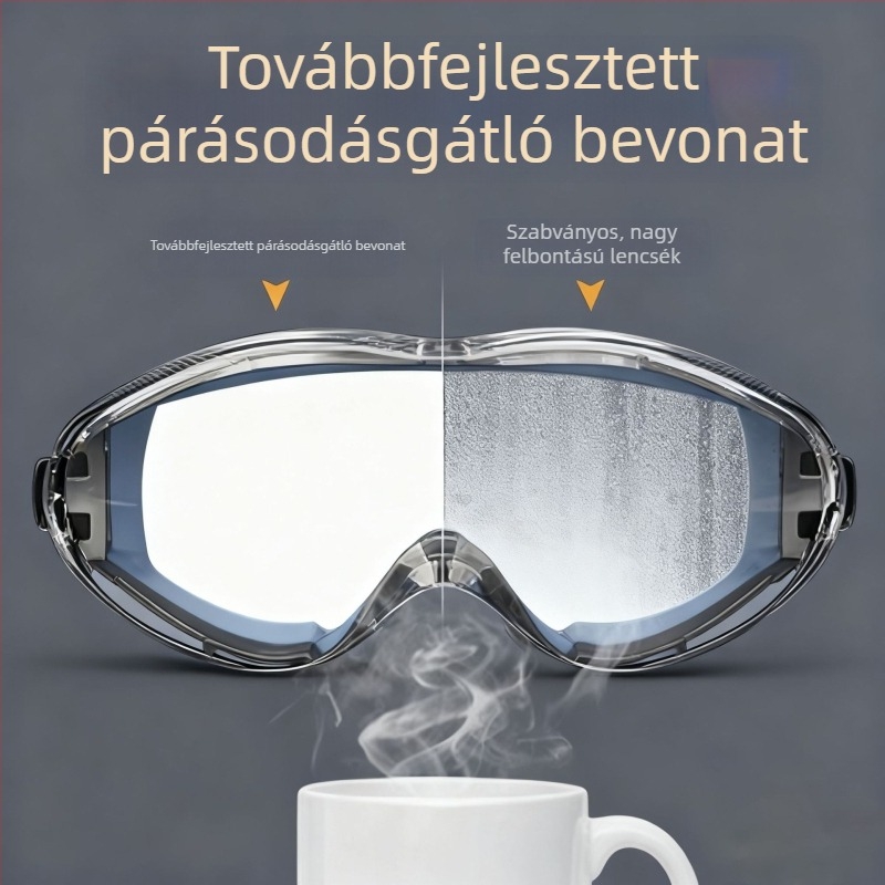 Motorkerékpáros szemüveg puha kerettel, por- és ütésálló, anti-fog és szélvédő kialakítás