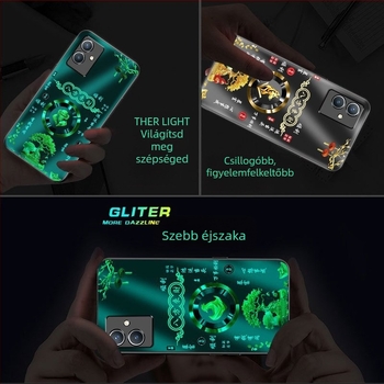 Vivo Y33S üveg tok, matt felülettel, foszforeszkáló fény, zodiákus motívum, kínai stílus, teljes védelem esések ellen