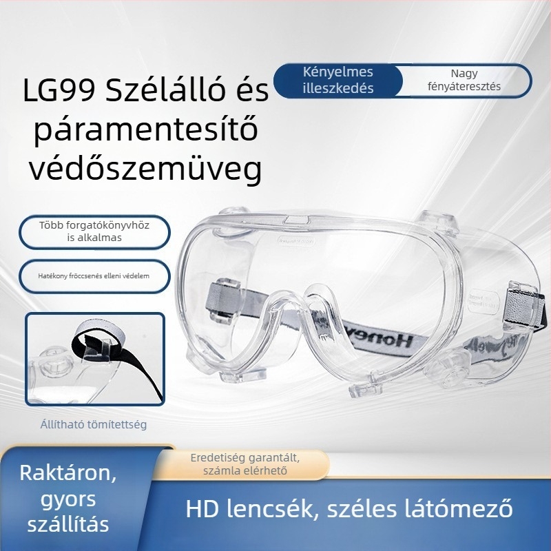 Építőipari védő szemüveg — por- és szélálló, páramentes, ütésálló