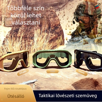 Taktikai védőszemüveg—szél- és porálló, ütésálló kültéri használatra