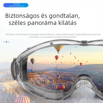 Két színű védőszemüveg polikarbonát lencsékkel, anti-splash, szél- és homokálló