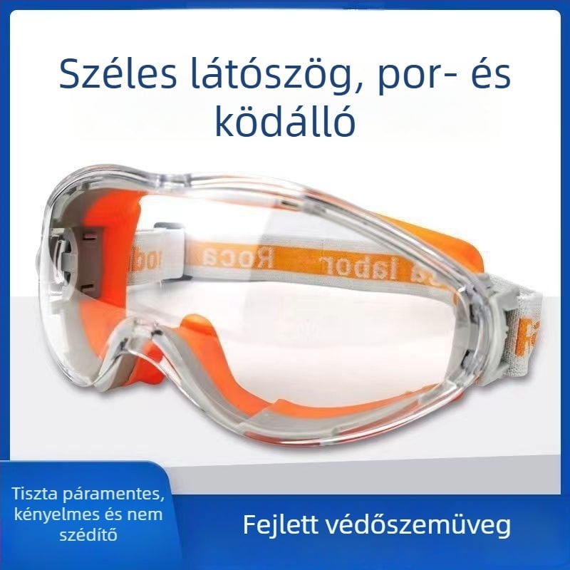 Két színű védőszemüveg polikarbonát lencsékkel, anti-splash, szél- és homokálló