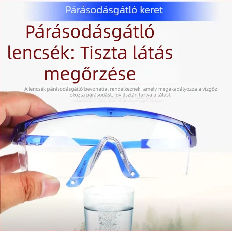 Kerékpárhoz készült védő szemüveg antifoggal, por- és fröccsenésálló, átlátszó PC lencsékkel