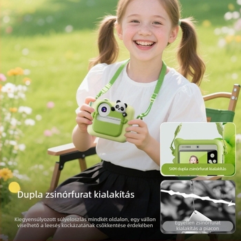 K22 Panda Polaroid-stílusú gyerek kamera — fényképez és nyomtat színes fotókat