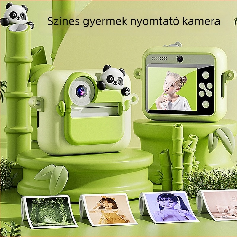 K22 Panda Polaroid-stílusú gyerek kamera — fényképez és nyomtat színes fotókat