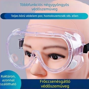 Gusteau Átlátszó, teljesen zárt védő szemüveg, uniszex, por- és fröccsenésálló, páramentes, szélálló, alkalmas csiszoláshoz és kerékpározáshoz