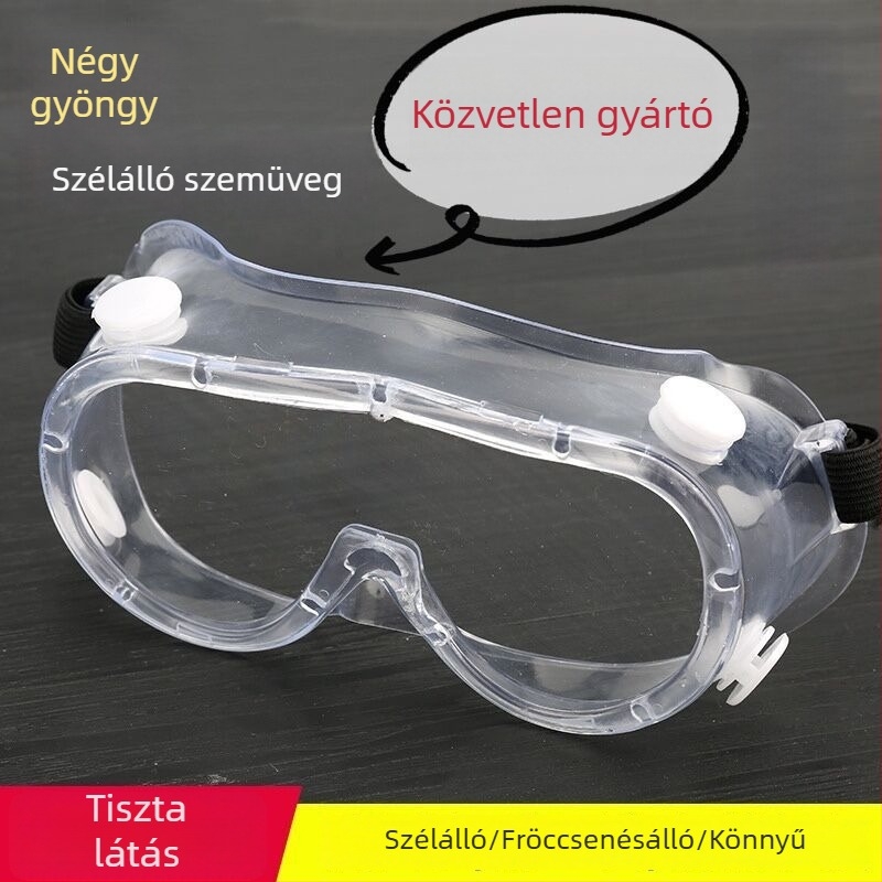 Gusteau Átlátszó, teljesen zárt védő szemüveg, uniszex, por- és fröccsenésálló, páramentes, szélálló, alkalmas csiszoláshoz és kerékpározáshoz