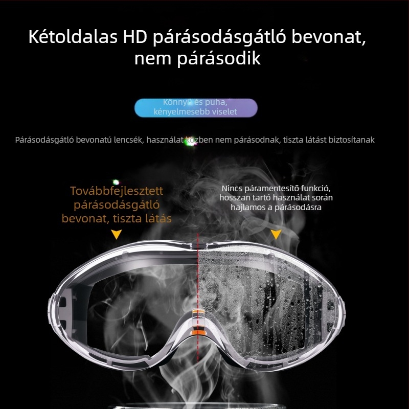 Teljesen zárt védőszemüveg ipari vágáshoz és csiszoláshoz — por- és párásodás elleni védelem, ellenáll a fröccsenésnek és a homoknak