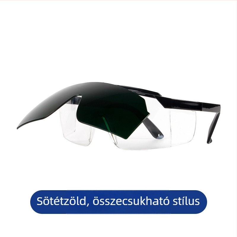 Kék szegélyű hegesztő szemüveg UV-védelmet nyújt, sík lencsékkel, TIG-hegesztéshez, fröccsenés elleni védelem