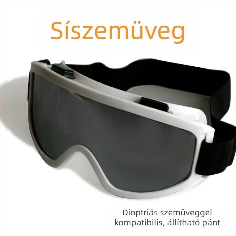Kültéri sí- és kerékpáros szemüveg, szél- és porálló, ütésálló, beépített lencsékkel, hóvakság elleni védelemmel