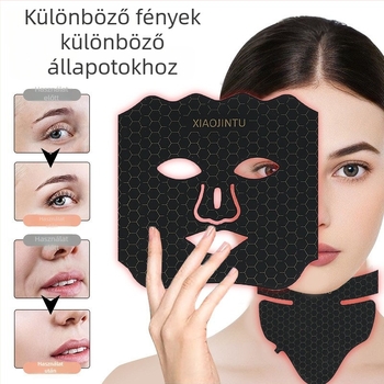 Hét színű LED fotonos nyakmaszk szilikonból — otthoni használatra, akne csökkentése és bőrápolás